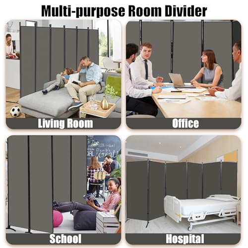 4 Panel Folding Room Divider Privacy Screen with Steel Frame F2996