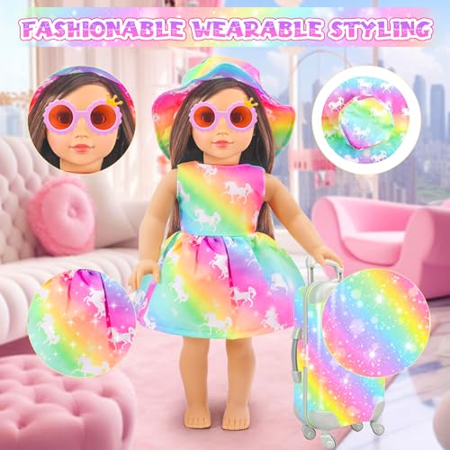 18 Inch Doll Travel Set with Suitcase, Dress, and Accessories B481