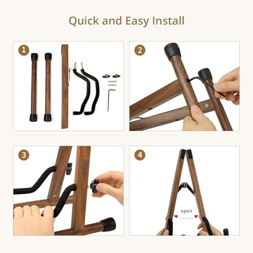 Wood Guitar Stand Foldable for Acoustic Electric Bass V5101