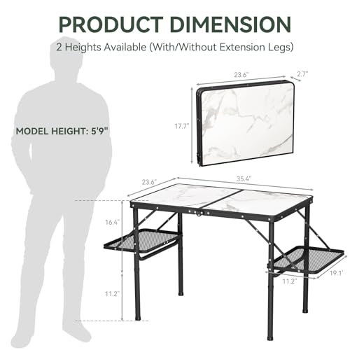 Folding Camping Table Small 2ft, Portable with Extra Space, Aluminum V581