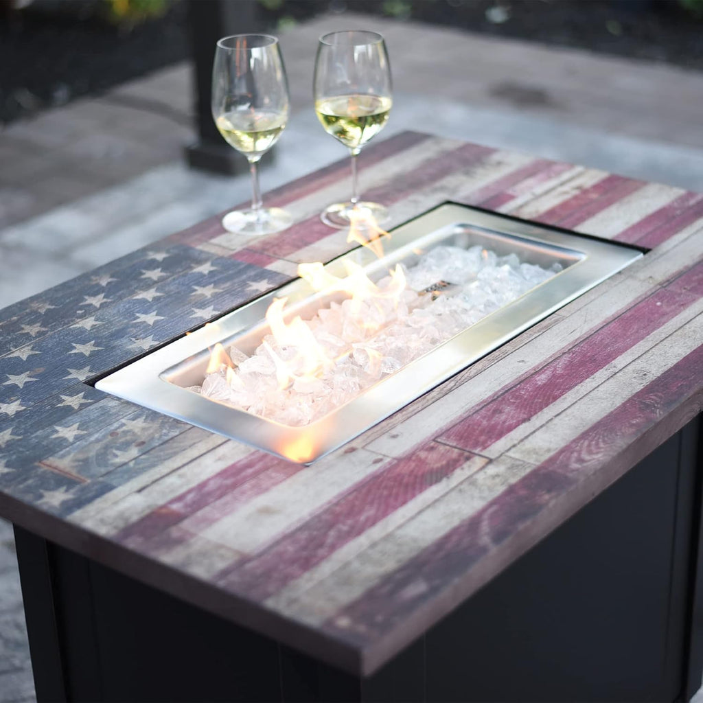 40 x 28 Inch Rectangular 40,000 BTU Outdoor LP Gas Fire Pit with Cover A993