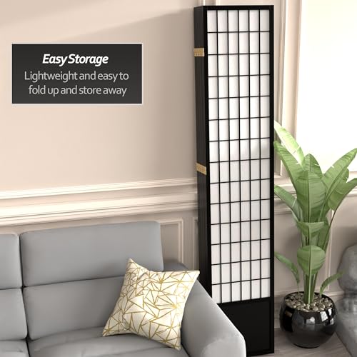 7 ft. Tall Window Pane Shoji Screen Room Divider, 3 Panels, White S15216