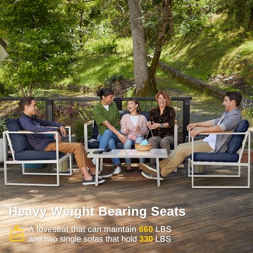 4-Piece Outdoor Patio Furniture Set with Sofa and Tempered Glass Table B6490
