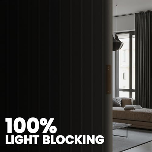 Blackout Accordion Room Divider Curtains with Ceiling Track for Bedroom Patio Sliding Door Q924855
