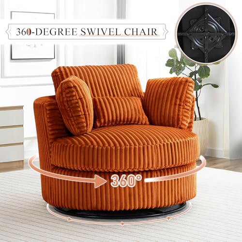 Round Swivel Barrel Chair with Ottoman for Living Room Bedroom G375183