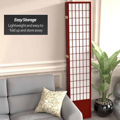 7 ft. Tall Window Pane Shoji Screen Room Divider, 3 Panels, White S15216