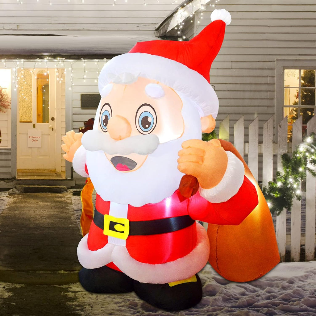 6.5 ft Santa Claus Christmas Inflatables Outdoor Decoration with LED Lights U8280