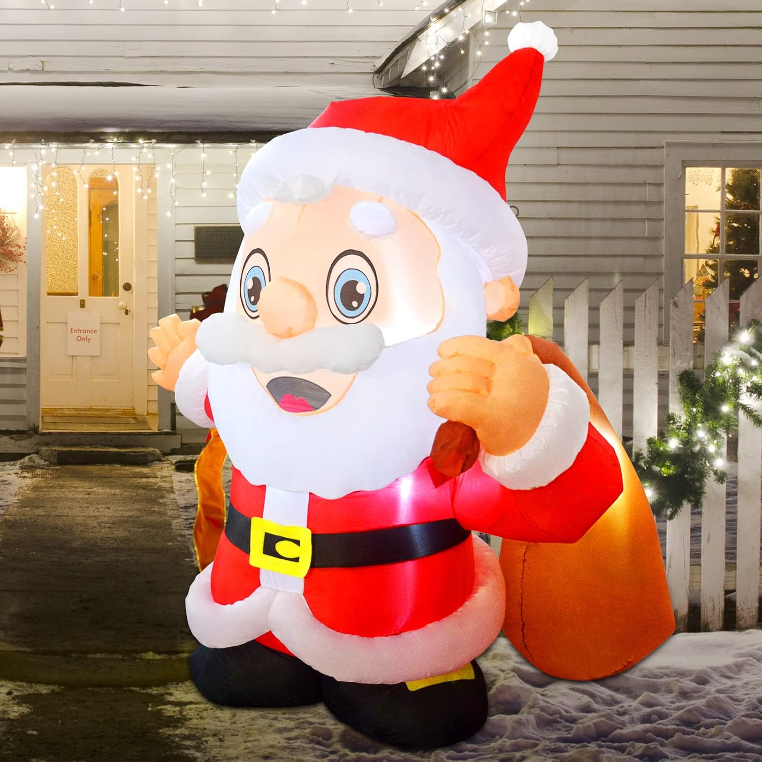 6.5 ft Santa Claus Christmas Inflatables Outdoor Decoration with LED Lights U8280