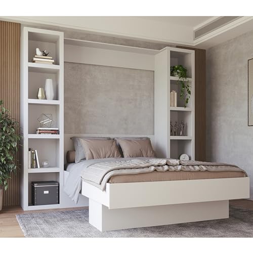 Queen Murphy Wall Bed with Two Bookshelves Z468