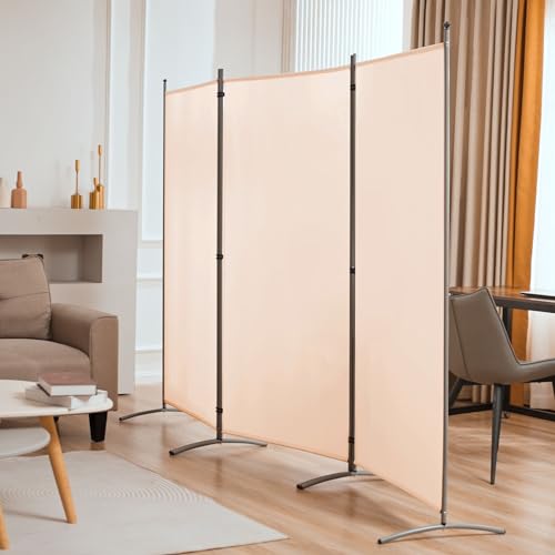 3 Panel Room Divider Folding Partition Privacy Screens, Freestanding Fabric Panel, 102" W x 71" H S7520
