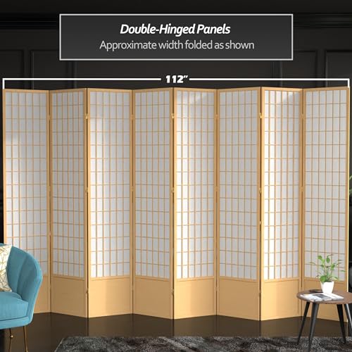 7 ft. Tall Window Pane Shoji Screen Room Divider, 3 Panels, White S15216