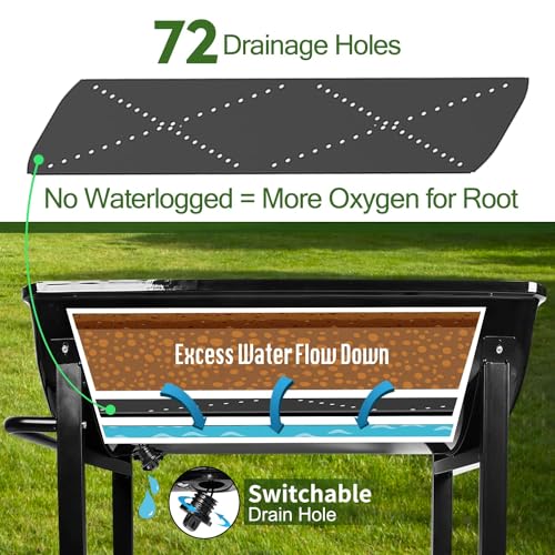 Metal Raised Planter Box on Wheels with Gardening Kit, Mobile Garden Bed Cart with Legs W630963