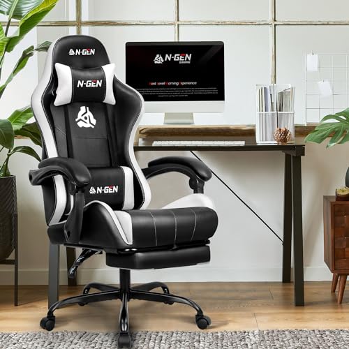 Ergonomic High Back Gaming Chair with Footrest PU Leather M911186