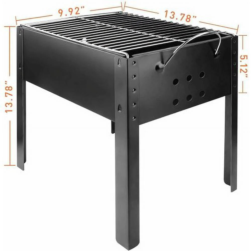 Charcoal Grill, 14" Portable BBQ Smoker with Wheels O162