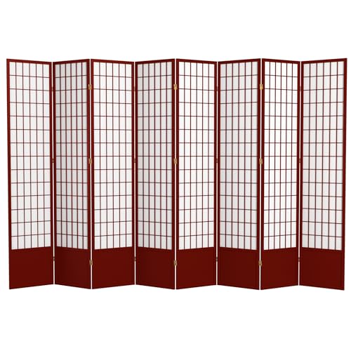 7 ft. Tall Window Pane Shoji Screen Room Divider, 3 Panels, White S15216