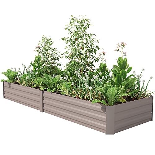 Galvanized Raised Garden Bed, Steel Planter Box for Vegetables, 8x2x1FT H90393