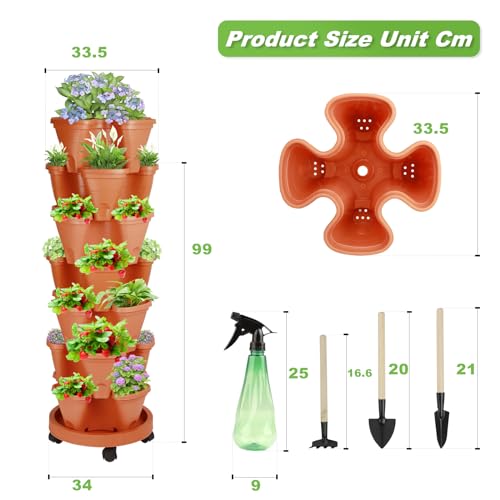 7 Tier Vertical Garden Planter with Watering Bottle and Wheels P37144