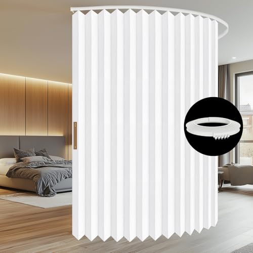 Blackout Accordion Room Divider Curtains with Ceiling Track for Bedroom Patio Sliding Door Q924855