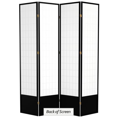 7 ft. Tall Window Pane Shoji Screen Room Divider, 3 Panels, White S15216
