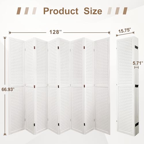 6 Panel Wooden Room Divider with Shelves P850285