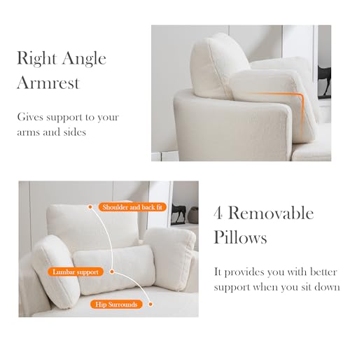 Oversized Swivel Barrel Chair with Ottoman, Chenille, Beige M813
