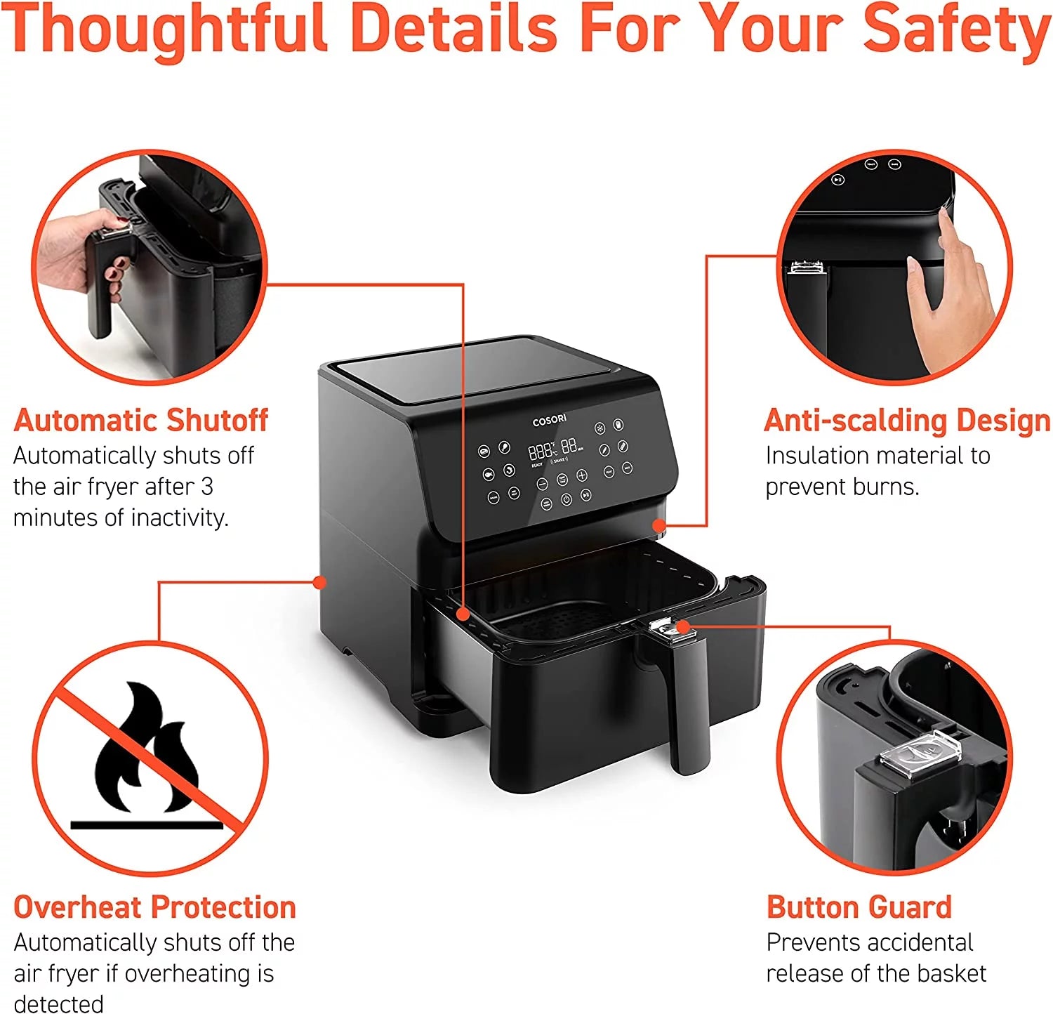 Air Fryer 5.8 QT, 12-in-1 Oven with Preheat and Keep Warm, Black F2438