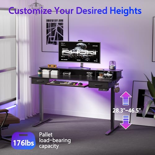 Electric Standing Desk with 2 Drawers, Height Adjustable for Home Office W495