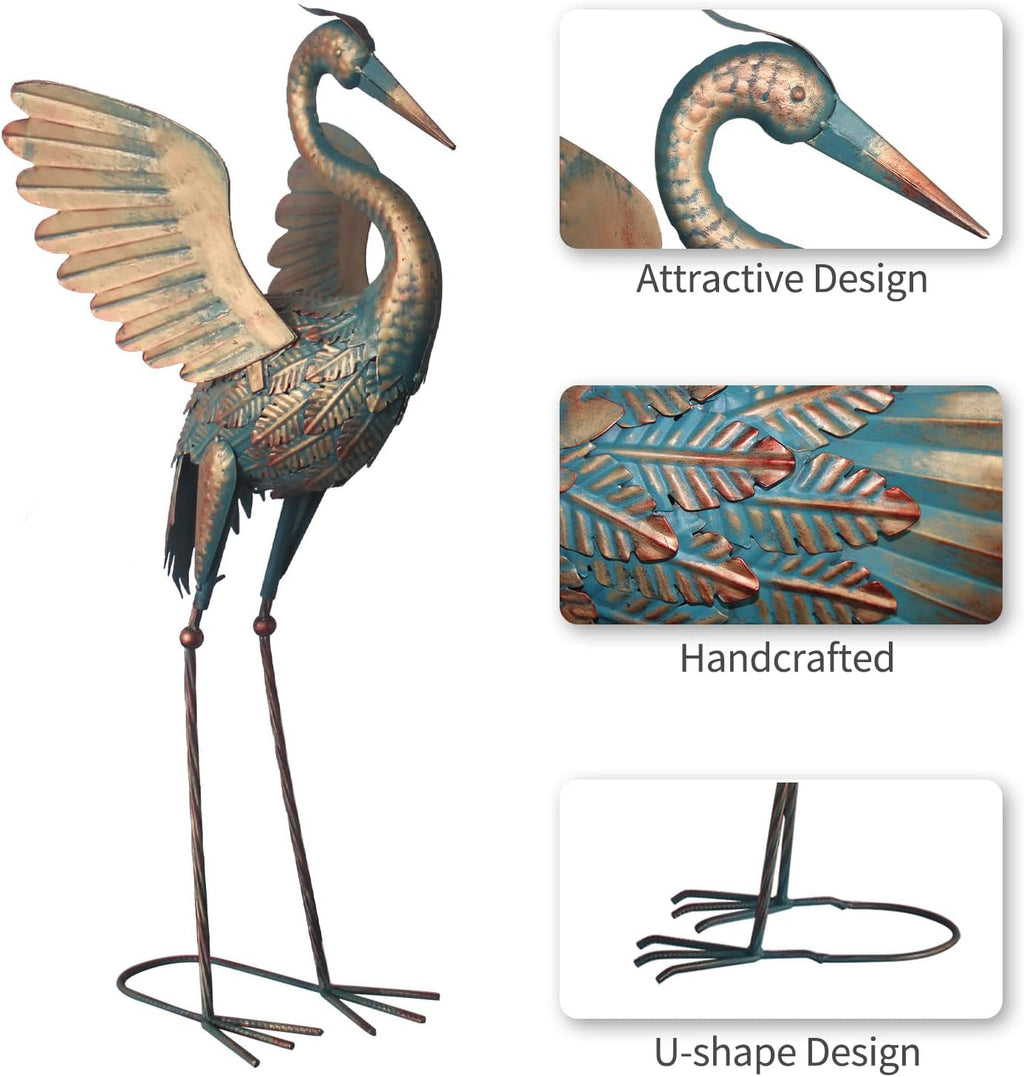 Metal Crane Garden Statue Décor, Set of 2, Outdoor Yard Art V562875