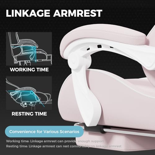 Gaming Chair with Footrest and Lumbar Support, Height Adjustable, Blue Y9034