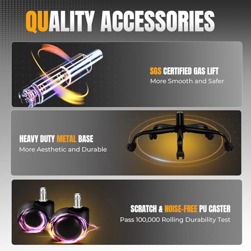 Gaming Chair Ergonomic Office Chair with Foot Rest, Breathable Fabric Computer Chair with Headrest and Lumbar Support O7023