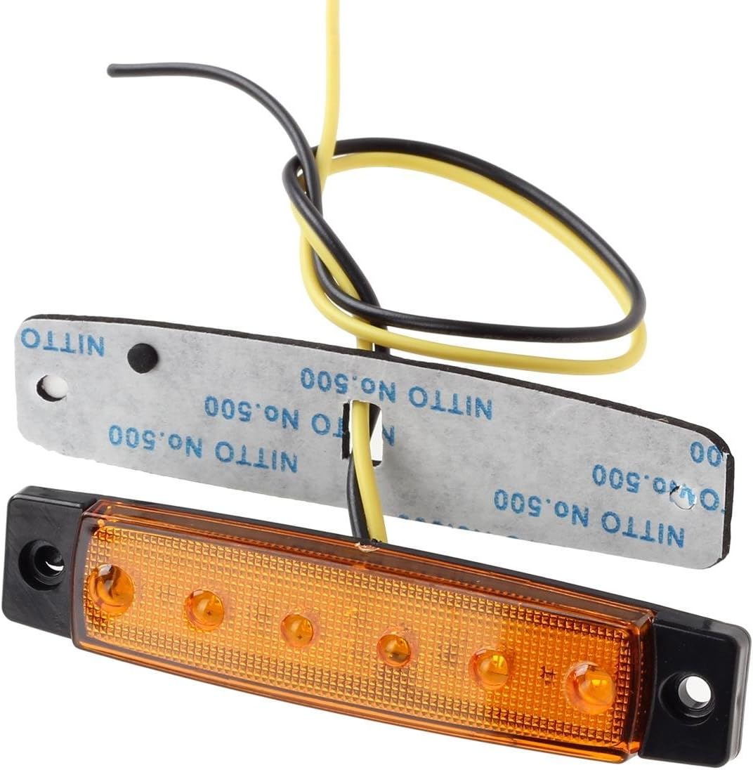 20Pcs Thin 3.8" 6 LED Amber Clearance Lights for Trucks Trailers C53399