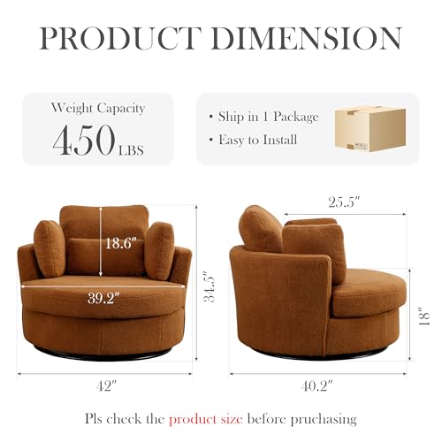 Oversized Swivel Barrel Chair with Ottoman, Chenille, Beige M813