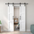 Double 21x84in White Barn Door with 7FT Sliding Hardware Kit, MDF, PVC Surface, DIY Assembly R60322