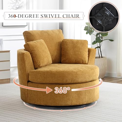 Round Swivel Barrel Chair with Ottoman for Living Room Bedroom G375183