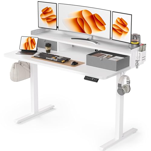 Electric Standing Desk with 2 Drawers, Height Adjustable for Home Office W495