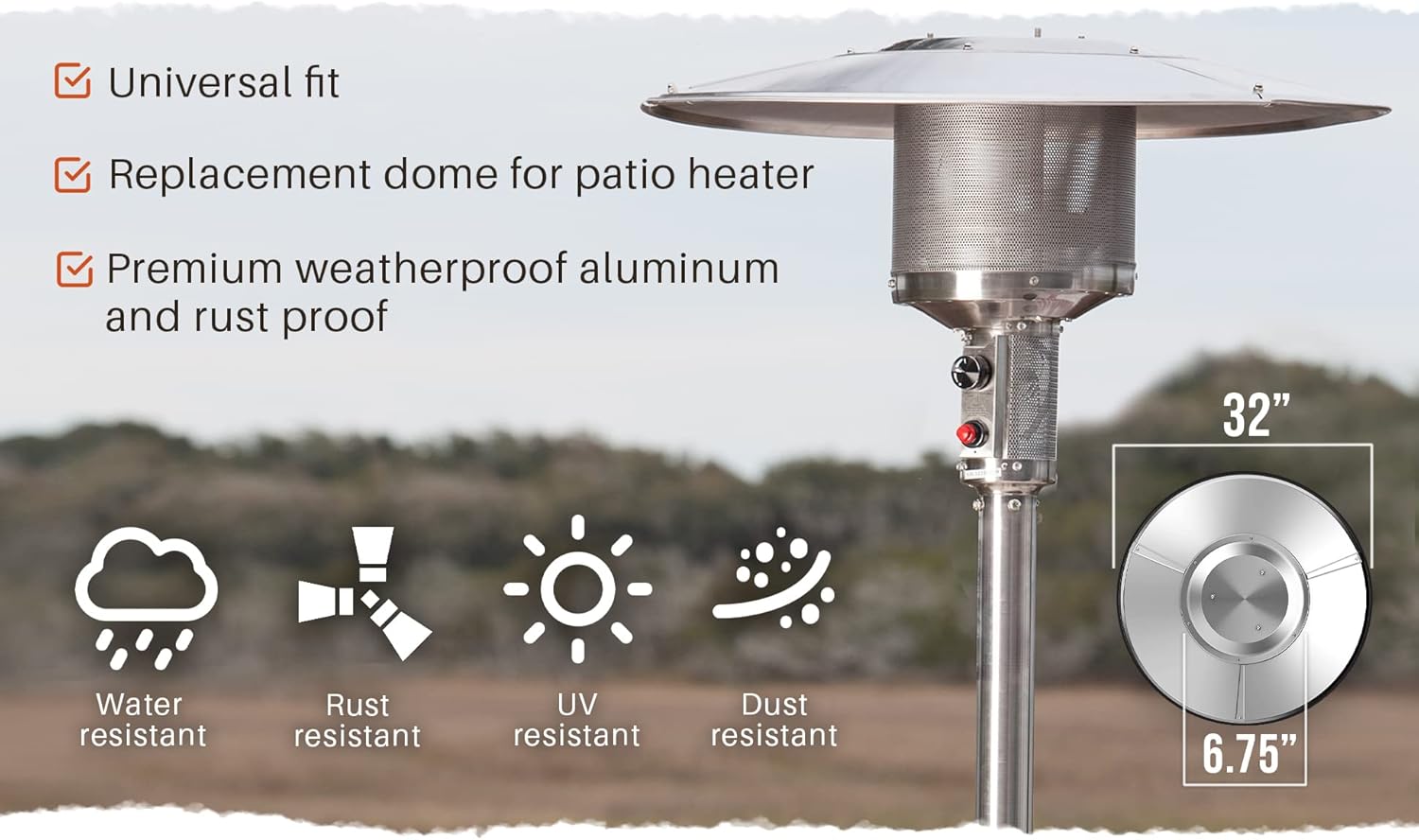Patio Heater Weatherproof Aluminum Reflector Shield H84096