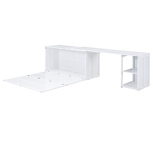 Queen Size Murphy Bed with Cabinet and LED Lights M1232