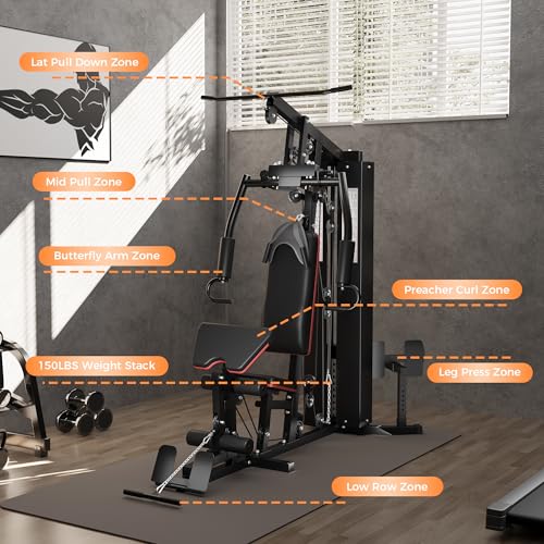 Home Gym Equipment with 150LBS Weight Stack and Pulley System Q481893