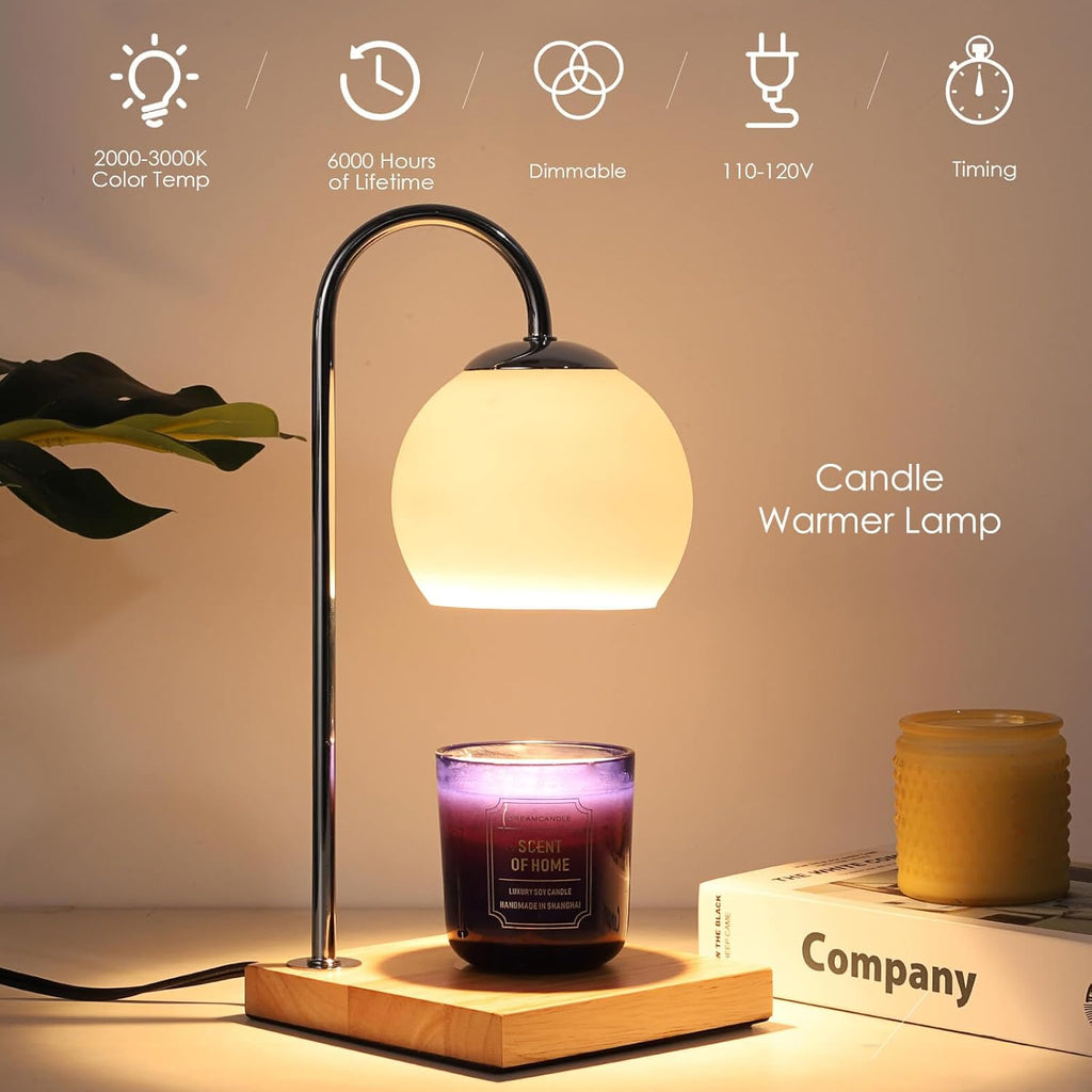 Candle Warmer Lamp with Timer and Glass Lampshade E988