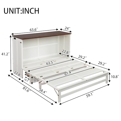 Queen Size Murphy Bed with Charging Station and Storage Drawers L553990