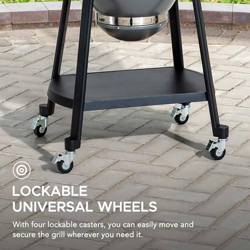 Charcoal Kamado Grill with Pizza Stone and Wheels Y970299