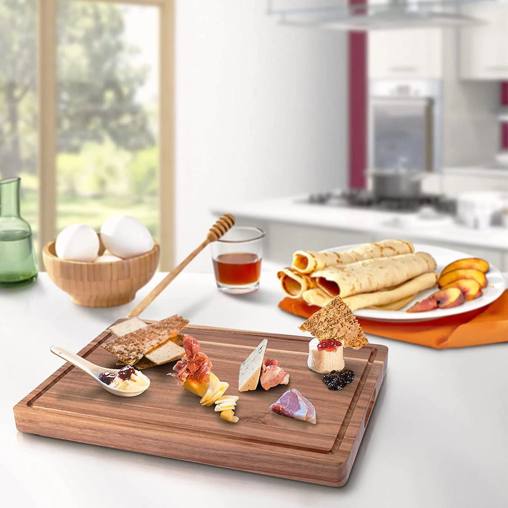 Acacia Wood Cutting Board with Juice Groove, Extra Large Butcher Block L18816