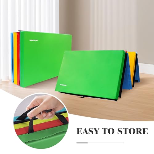 Folding Exercise Gymnastics Mat 4x10x3 Inch with Carrying Handles C40381