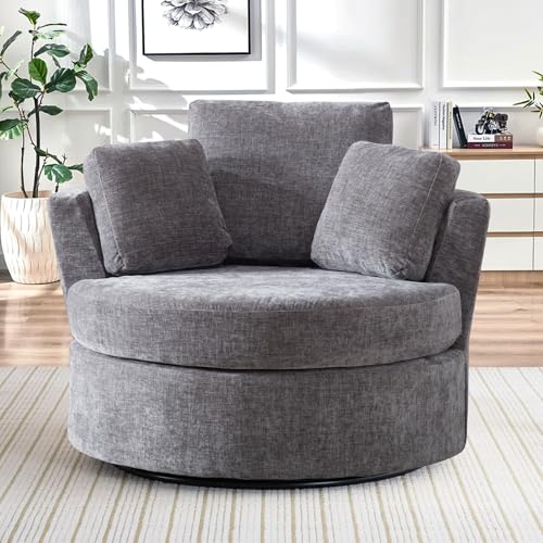 Round Swivel Barrel Chair with Ottoman for Living Room Bedroom G375183