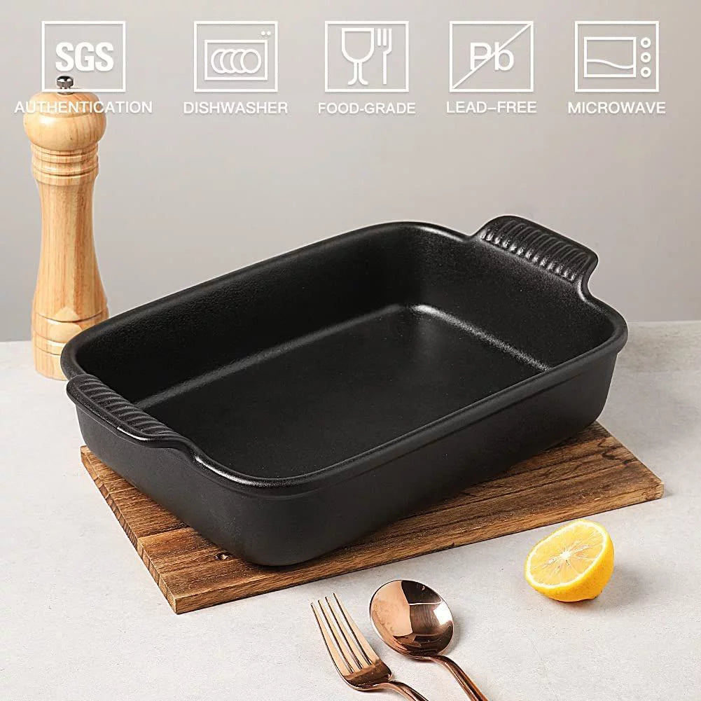 Porcelain Baking Dish, Rectangular Lasagna Pan, 13x9.6 inch, Black U759987