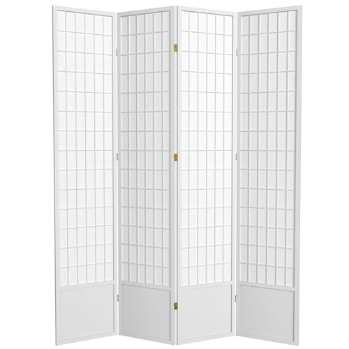 7 ft. Tall Window Pane Shoji Screen Room Divider, 3 Panels, White S15216