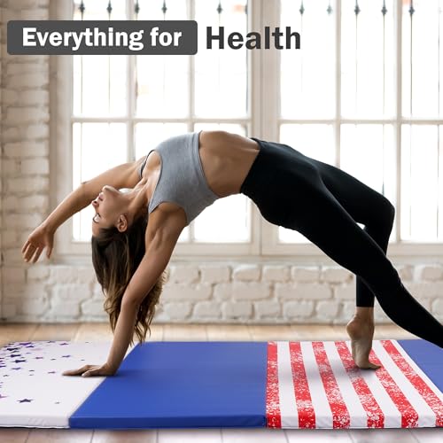 Folding Exercise Gymnastics Mat, 4x8x2 Inch, with Carrying Handles P466