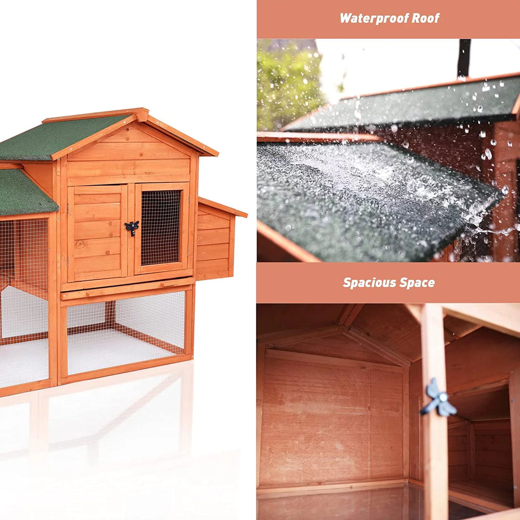 Outdoor Wooden Chicken Coop with Ramp and Nesting Box Q3948