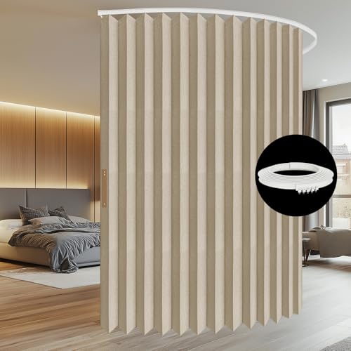 Blackout Accordion Room Divider Curtains with Ceiling Track for Bedroom Patio Sliding Door Q924855