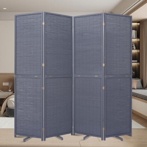 Bamboo Room Divider Folding Privacy Screen, 4 Panel, Beige N84000